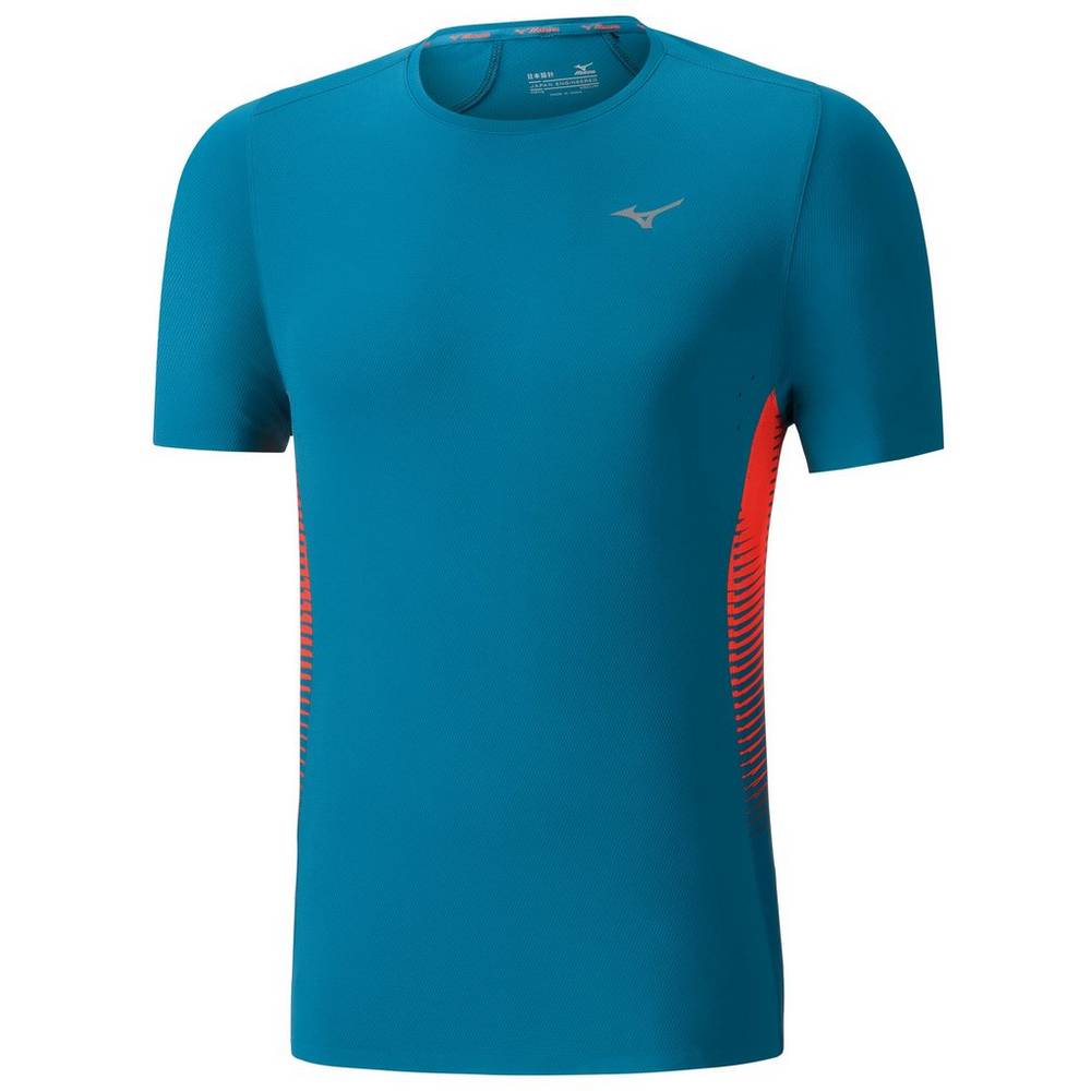 Mizuno Men's AERO 4.0 Running T-Shirts Blue/Pink (421705-ZPI)